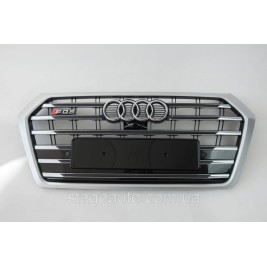Решетка радиатора Audi Q5 2016-2020год Черная с серым (в стиле S-Line)