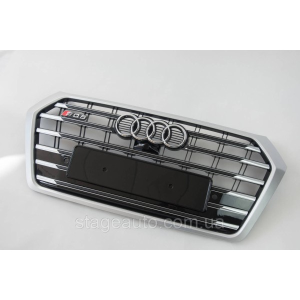 Решітка радіатора Audi Q5 2016-2020 рік Чорна з сірим (в стилі S-Line)