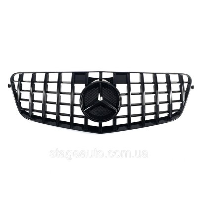 Решітка радіатора на Mercedes E-Class W212 2009-2013 рік GT Panamericana (Чорна глянсова)