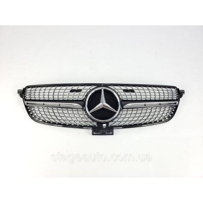 Решітка радіатора на Mercedes GLE-Class W166 2015-2018 рік Diamond (Чорна з хром вставками)