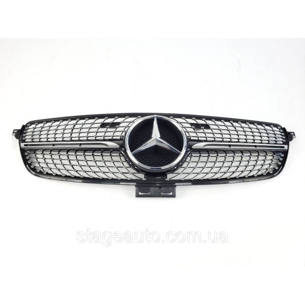 Решетка радиатора на Mercedes GLE-Class W166 2015-2018 год Diamond ( Черная с хром вставками )