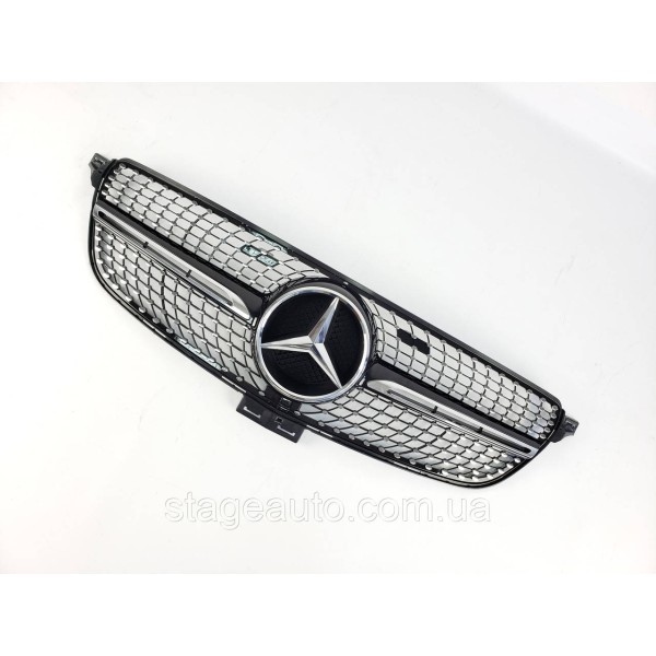 Решетка радиатора на Mercedes GLE-Class W166 2015-2018 год Diamond ( Черная с хром вставками )