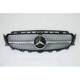 Решетка радиатора на Mercedes E-Class W213 2016-2020 год Diamond ( Серая с хром вставками )