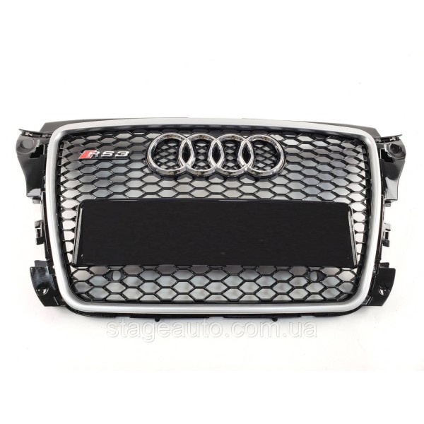 Решетка радиатора Audi A3 2008-2012год Черная с серой рамкой (в стиле RS)
