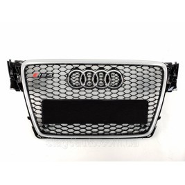 Решетка радиатора Audi A4 2007-2011год Черная с серой рамкой (в стиле RS)