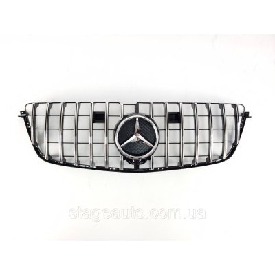Решітка радіатора на Mercedes GL-Class X166 2012-2015 року GT Panamericana (Чорна з вертикальними хром полосками)