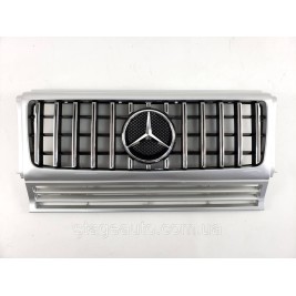 Решетка радиатора на Mercedes G-Class W463 1990-2018 год GT Panamericana ( Серая с вертикальными хром полоскам