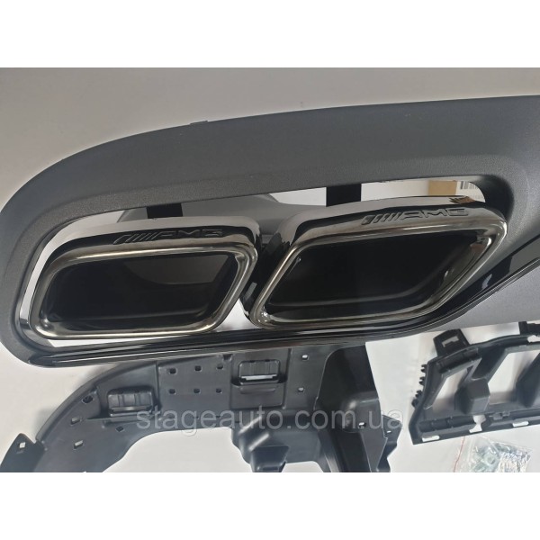 Diffuser with nozzles for Mercedes C-Class Coupe W205 2014-2018 AMG style ( Black )
