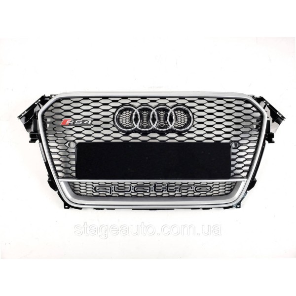 Решетка радиатора Audi A4 2011-2015год Черная с серым QUATTRO (в стиле RS)