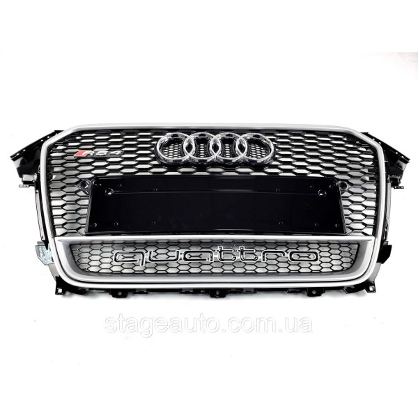 Решетка радиатора Audi A4 2011-2015год Черная с серым QUATTRO (в стиле RS)