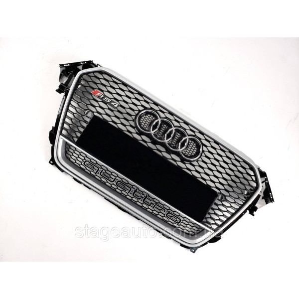 Решетка радиатора Audi A4 2011-2015год Черная с серым QUATTRO (в стиле RS)