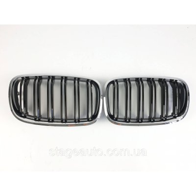 Ноздрі на BMW X6 E71 2008-2014 рік Чорні Глянсові Хром Рамка ( Подвійні M-Look)
