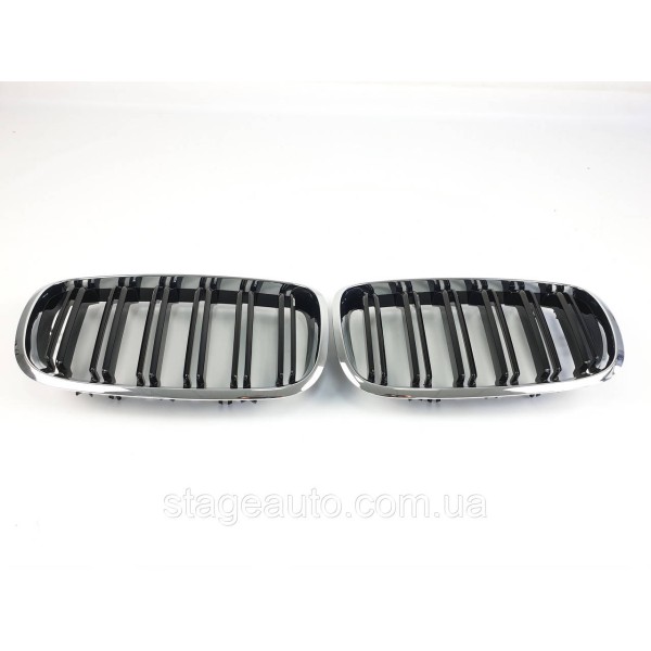 Ноздри на BMW X6 E71 2008-2014 год Черные Глянцевые Хром Рамка ( Двойные M-Look )