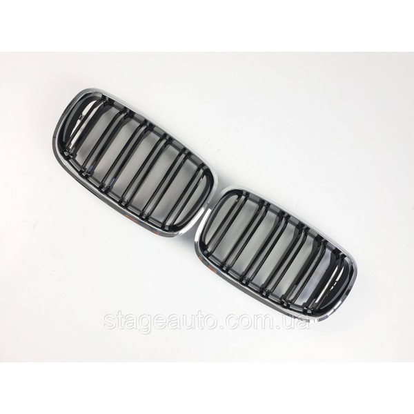 Ноздри на BMW X6 E71 2008-2014 год Черные Глянцевые Хром Рамка ( Двойные M-Look )