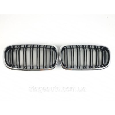 Ніздрі на BMW X6 F16 2014-2018 рік Чорні Глянцеві Хром Рамка ( Подвійні M-Look)
