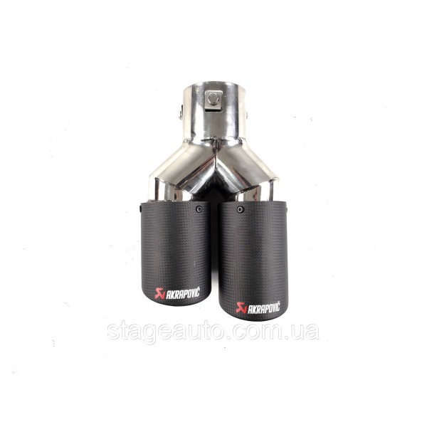Двойная карбоновая насадка на выхлоп Y Akrapovich V2 ( матовая 54mm - 2 x 76mm L WH-0311-12(76) (L) )