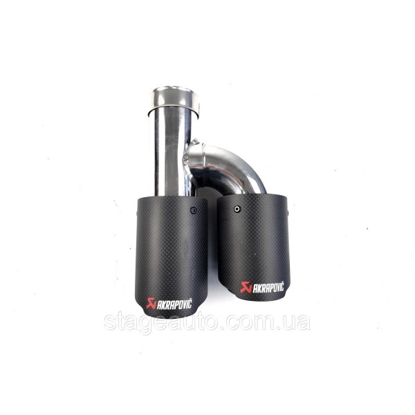 Двойная карбоновая насадка на выхлоп H Akrapovich ( матовая 54mm - 2 x 76mm R WH-0313(76) (R) )
