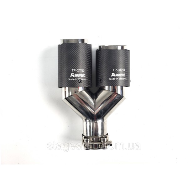 Двойная карбоновая насадка на выхлоп Y Akrapovich ( матовая 54mm - 2 x 76mm R WH-0310(76) (R) )