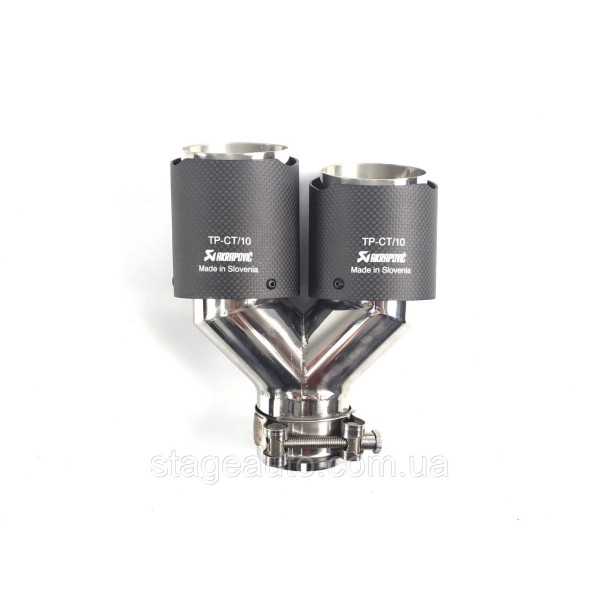 Двойная карбоновая насадка на выхлоп Y Akrapovich ( матовая 63mm - 2 x 89mm R WH-0310(89) (R) )