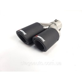 Двойная карбоновая насадка на выхлоп Y Akrapovich V2 ( матовая 54mm - 2 x 76mm R WH-0311-12(76) (R) )