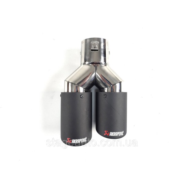 Двойная карбоновая насадка на выхлоп Y Akrapovich V2 ( матовая 54mm - 2 x 76mm R WH-0311-12(76) (R) )