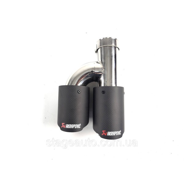 Двойная карбоновая насадка на выхлоп H Akrapovich ( матовая 54mm - 2 x 76mm L WH-0313(76) (L) )