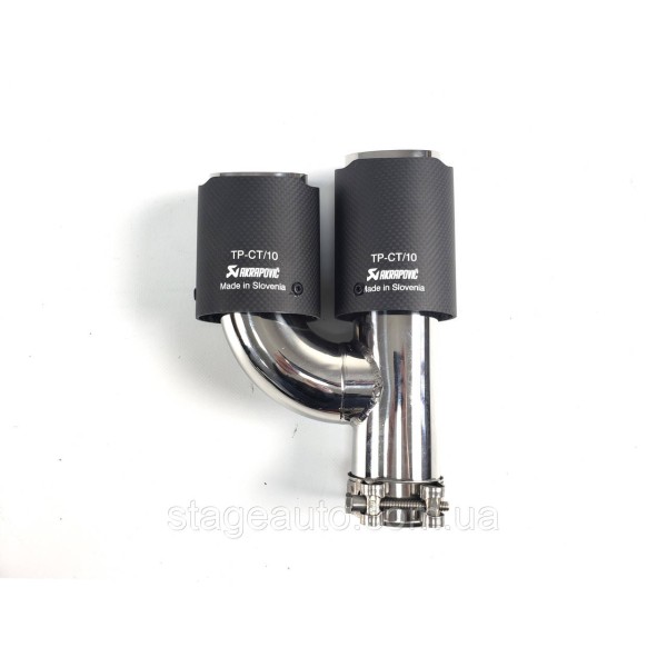 Двойная карбоновая насадка на выхлоп H Akrapovich ( матовая 54mm - 2 x 76mm L WH-0313(76) (L) )