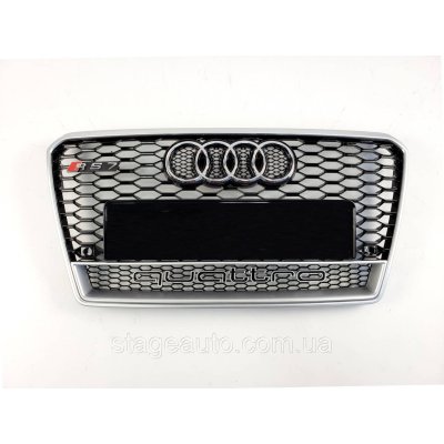 Решітка радіатора Audi A7 2010-2014 рік Чорний з сірою рамкою Quatro (в стилі RS)