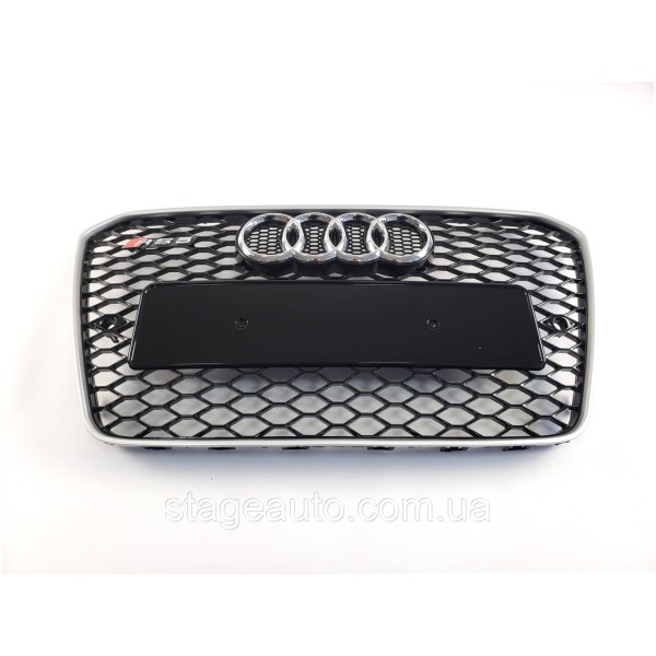 Решетка радиатора Audi A5 2011-2016год Черная с серой рамкой (в стиле RS)
