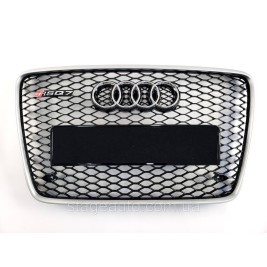 Решетка радиатора Audi Q7 2005-2015год Черная с серой рамкой (в стиле RS)