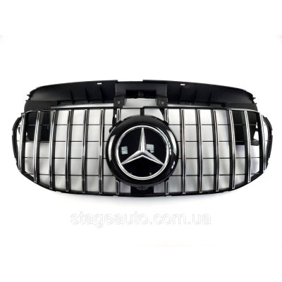 Решітка радіатора на Mercedes GLS-Class X167 2019-2020 рік GT Panamericana (Чорна з вертикальними хромос смугами