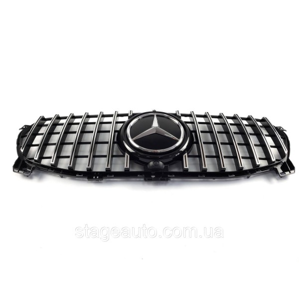 Решетка радиатора на Mercedes GLE-Class W167 2019-2022 год GT Panamericana ( Черная с вертикальными хром полос