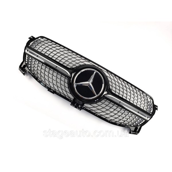 Решетка радиатора на Mercedes GLE-Class W167 2019-2022 год Diamond ( Черная с хром вставками )