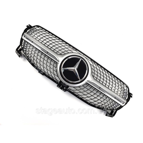 Решетка радиатора на Mercedes GLE-Class W167 2019-2022 год Diamond ( Серая с хром вставками )