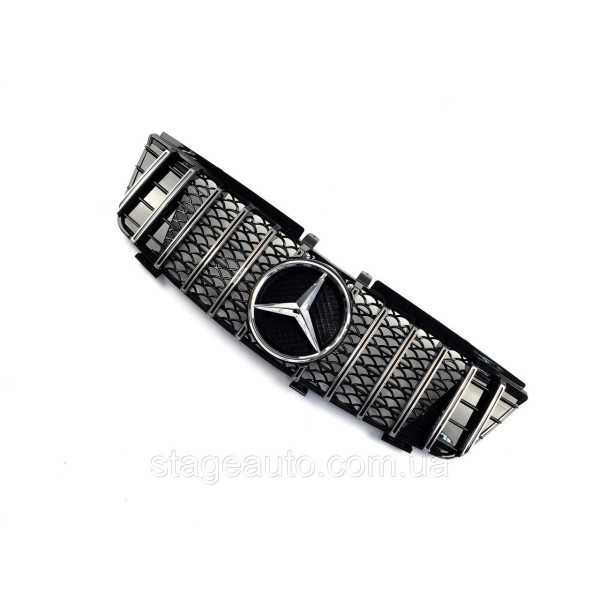 Решетка радиатора на Mercedes ML-Class W164 2005-2008 год GT Panamericana ( Черная с вертикальными хром полоск