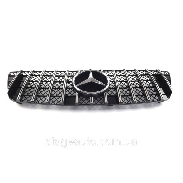 Решетка радиатора на Mercedes ML-Class W164 2008-2011 год GT Panamericana ( Черная с вертикальными хром полоск