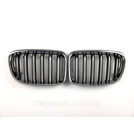 Ноздри на BMW X1 E84 2012-2015 год Черные Глянцевые Хром Рамка ( Двойные M-Look )