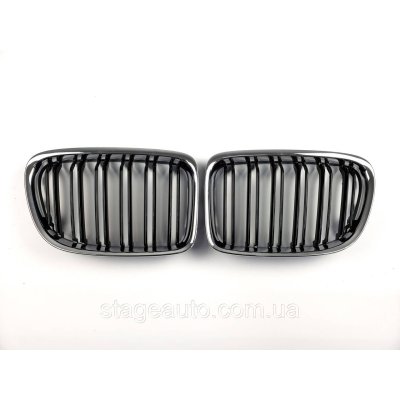 Ноздрі на BMW X1 E84 2012-2015 рік Чорні Глянсові Хром Рамка ( Подвійні M-Look)