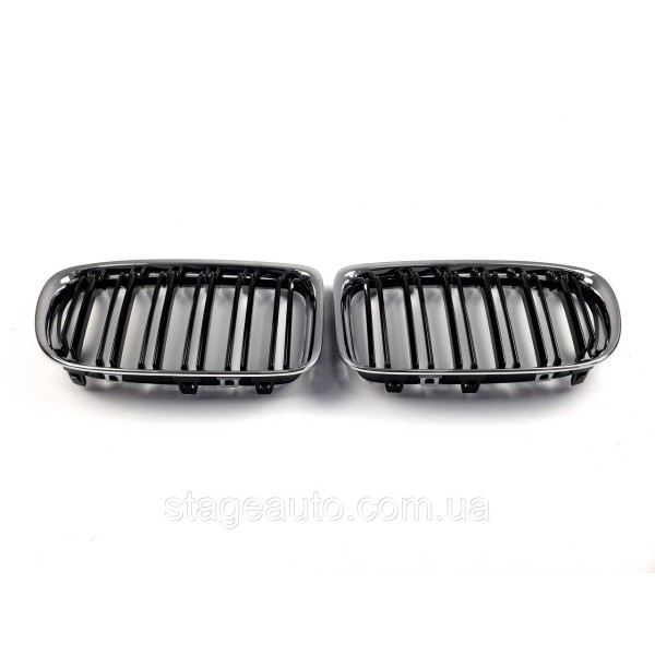 Ноздри на BMW X1 E84 2012-2015 год Черные Глянцевые Хром Рамка ( Двойные M-Look )