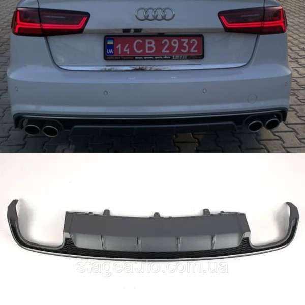 Диффузор в стиле S-Line на Audi A6 C7 2014-2018 год ( S-Line бампер )
