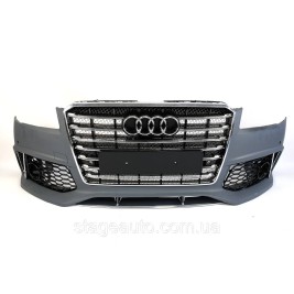 Передний бампер в стиле W12 на Audi A8 D4 2014-2017 год