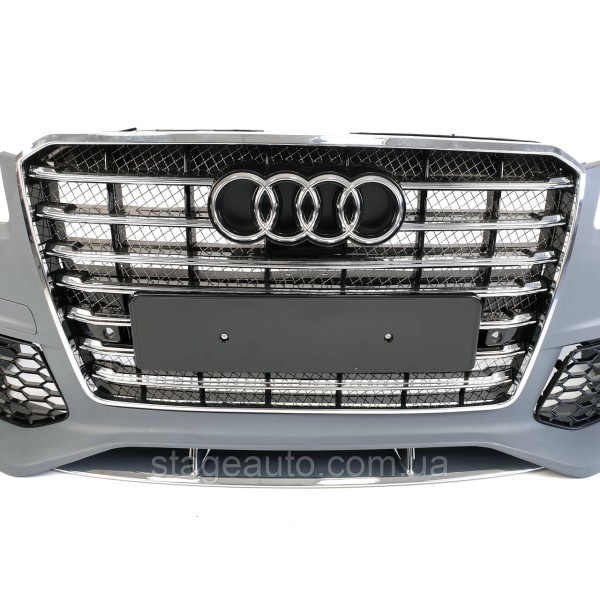 Передний бампер в стиле W12 на Audi A8 D4 2014-2017 год