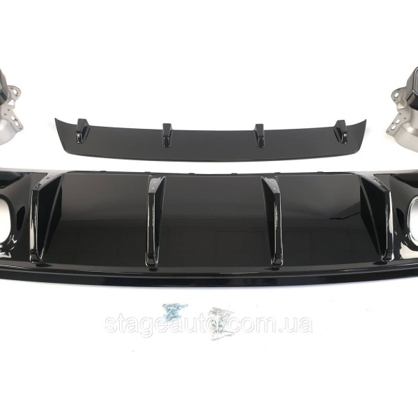 Диффузор с насадками на Mercedes A-Class W176 2012-2016 год AMG стиль ( Черный глянцевый )