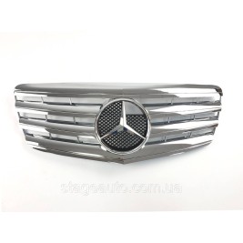 Решетка радиатора на Mercedes E-class W211 2006-2009 год AMG стиль ( Хром )