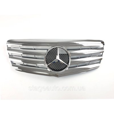 Решітка радіатора на Mercedes E-class W211 2006-2009 рік AMG стиль (Хром )