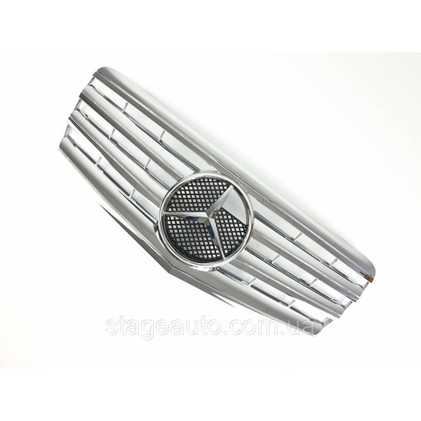 Решетка радиатора на Mercedes E-class W211 2006-2009 год AMG стиль ( Хром )