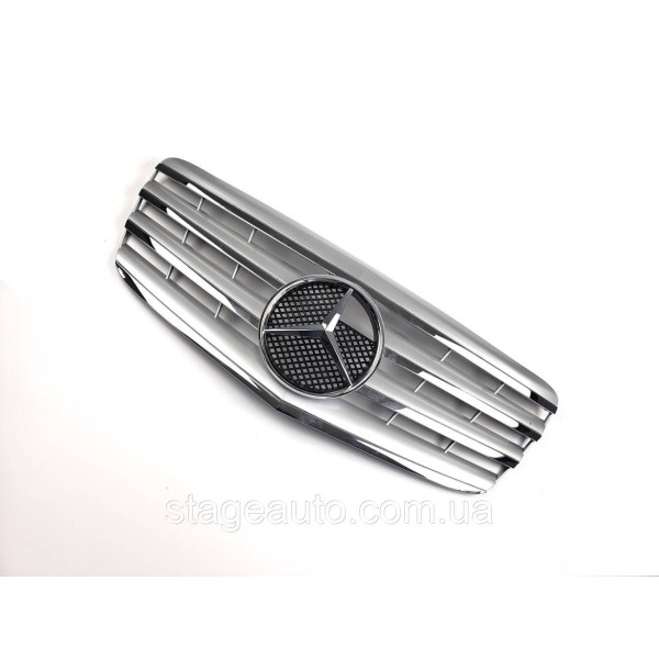 Решетка радиатора на Mercedes E-class W211 2006-2009 год AMG стиль ( Серая с хром вставками )