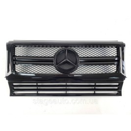 Решетка радиатора на Mercedes G-Class W463 1990-2018 год AMG стиль ( Черная глянцевая )