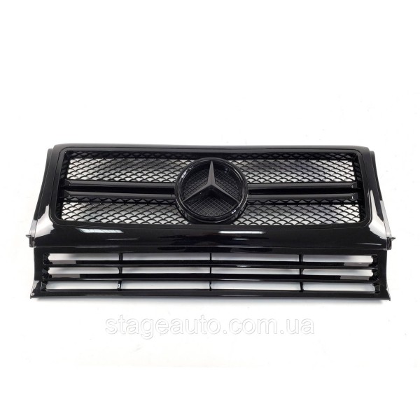 Решетка радиатора на Mercedes G-Class W463 1990-2018 год AMG стиль ( Черная глянцевая )