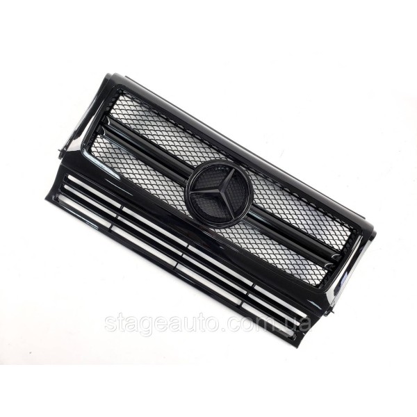 Решетка радиатора на Mercedes G-Class W463 1990-2018 год AMG стиль ( Черная глянцевая )